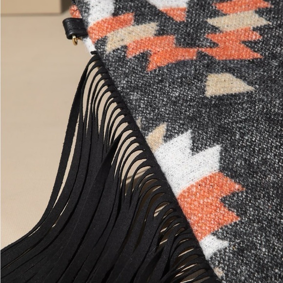 Western Print Faux Suede Fringe Crossbody Bag NWT - Picture 6 of 7